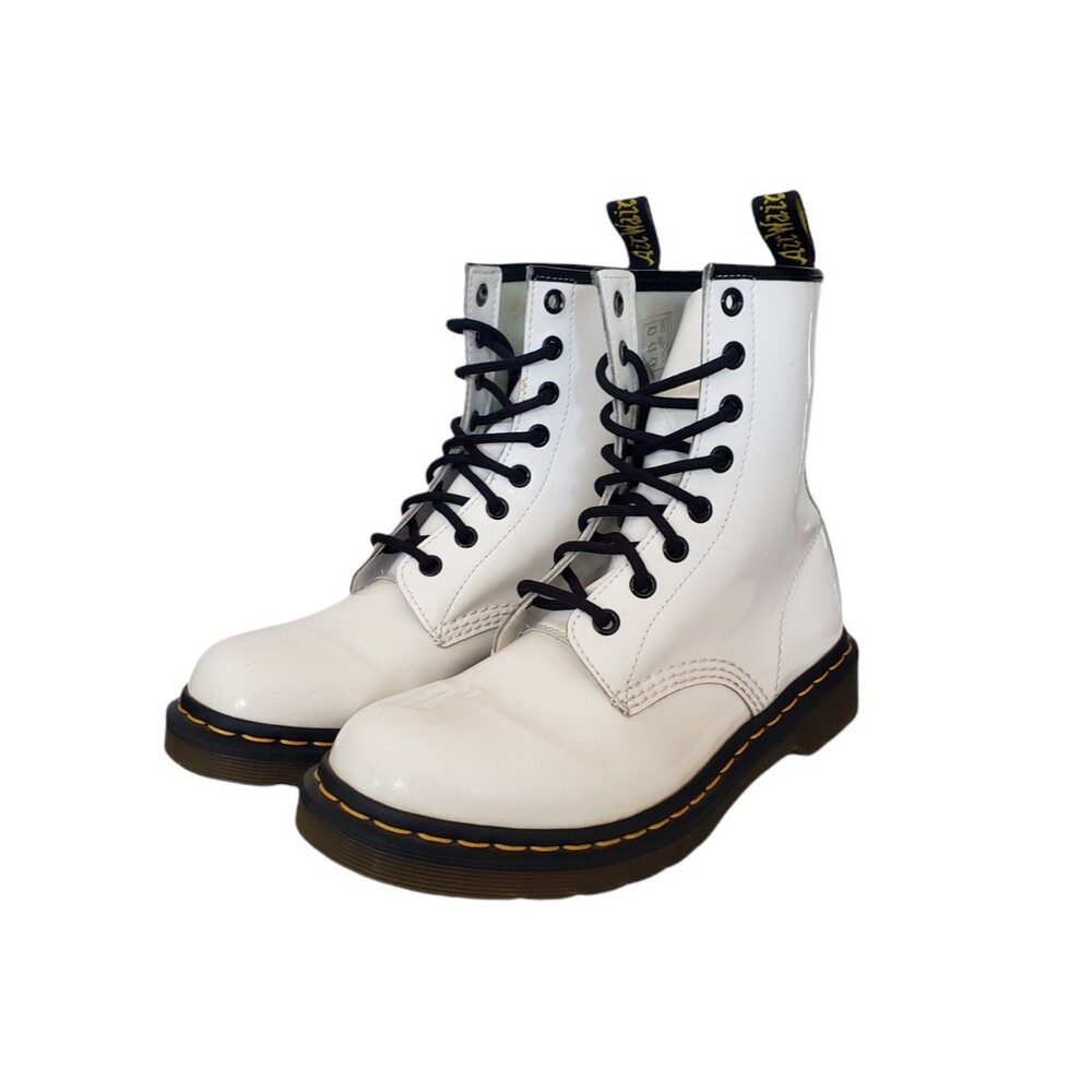 Dr. Martens 1460 PASCAL 8 Eye Leather Boots 26802543 OPTICAL WHITE Women's Sz 8